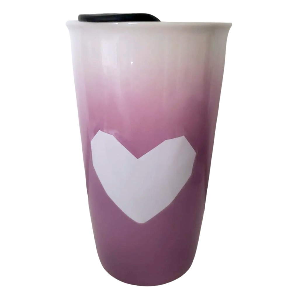 Season Of Love Ceramic Travel Mug Heart Purple 11.15fl Oz. New
